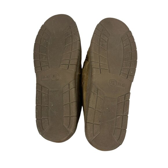 Eddie Bauer Mens Suede Moccasin Slippers XL (11-12) Faux Fur Lined Brown - Picture 3 of 9